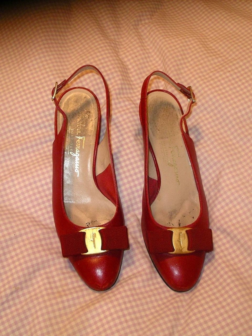 Salvatore Ferragamo Red Vara Bow Slingback Mules